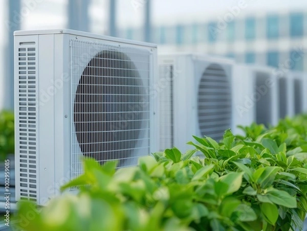 Fototapeta Research and development of high-efficiency HVAC systems to reduce energy consumption in buildings, RD, green building technology