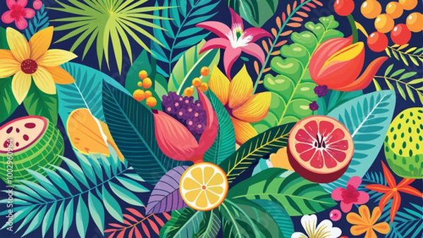 Fototapeta seamless pattern with colorful flowers