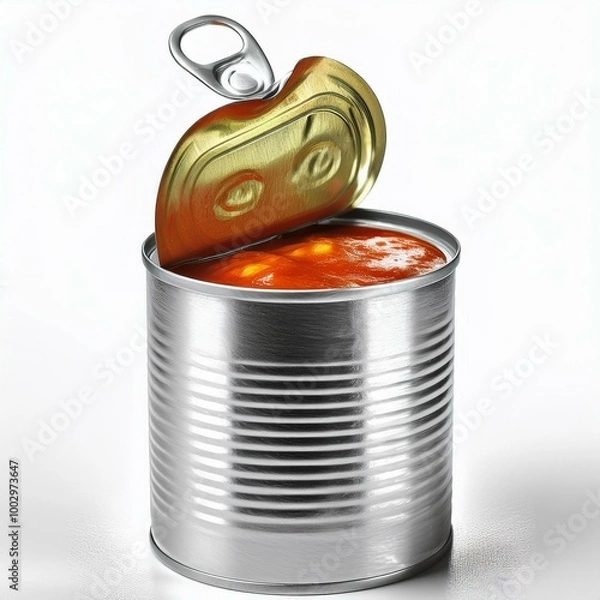 Fototapeta  tin tomato paste and tomato sauces white background