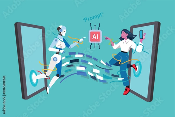 Fototapeta Woman and Generative Artificial Intelligence