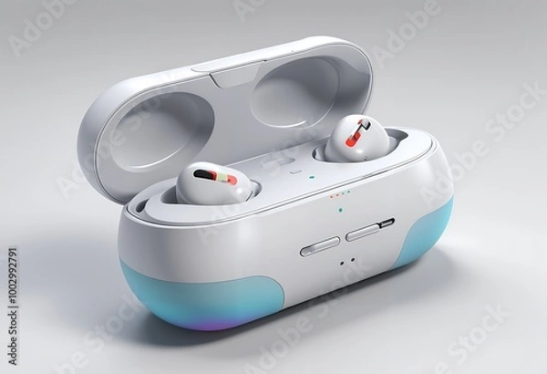 Fototapeta airpods pro wireless headphones in white for high-quality sound and seamless connectivity, ideal for enjoying music anytime, anywhere

