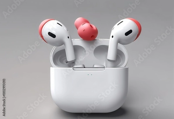 Fototapeta enjoy superior sound with airpods pro wireless white headphones, offering a comfortable fit and easy connection for everyday listening

