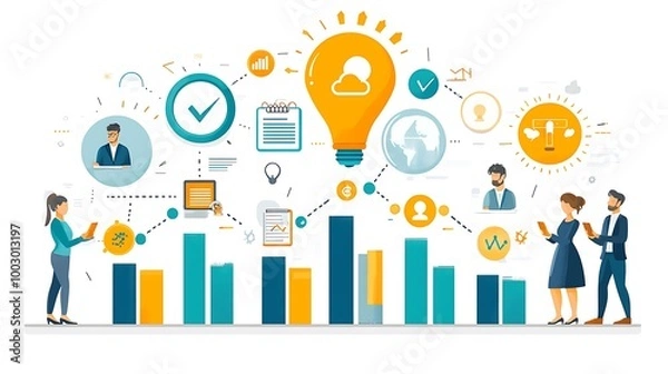 Obraz A team ignites ideas, charting a path towards growth and shared success.