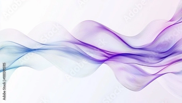 Fototapeta Abstract white background with purple and blue wavy lines vector presentation...