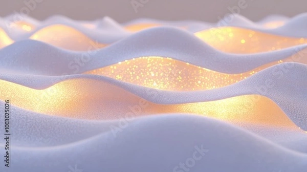 Fototapeta Glowing waves texture with golden sparkles