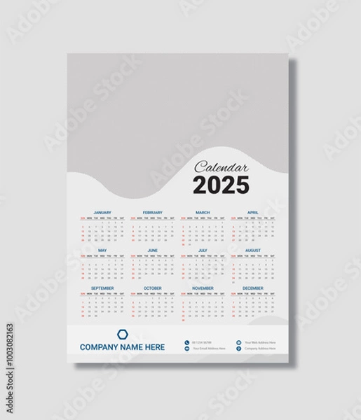 Fototapeta wall calendar Template Design 2025
