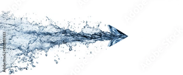Fototapeta Water Arrow: A powerful water arrow symbolizing progress, momentum, and the unstoppable force of nature, leaving a trail of refreshing droplets in its wake. 