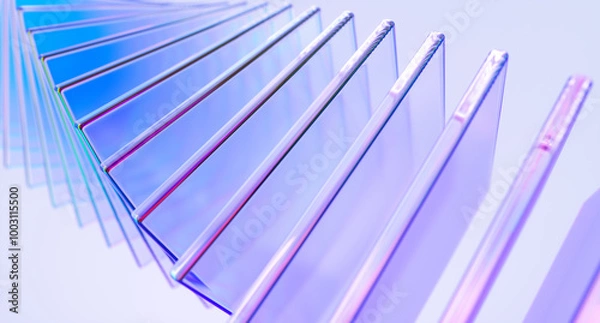 Fototapeta Glass shapes dynamic background. 3d rendering.