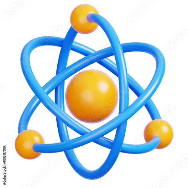 Obraz Atom structure isolated Back to school and education minimal icon 3D illustration
