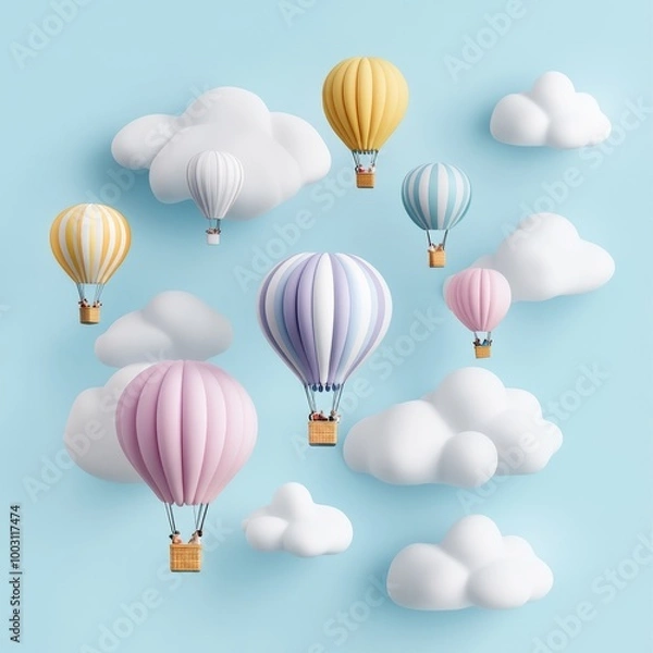 Fototapeta Colorful Hot Air Balloons Floating in a Blue Sky