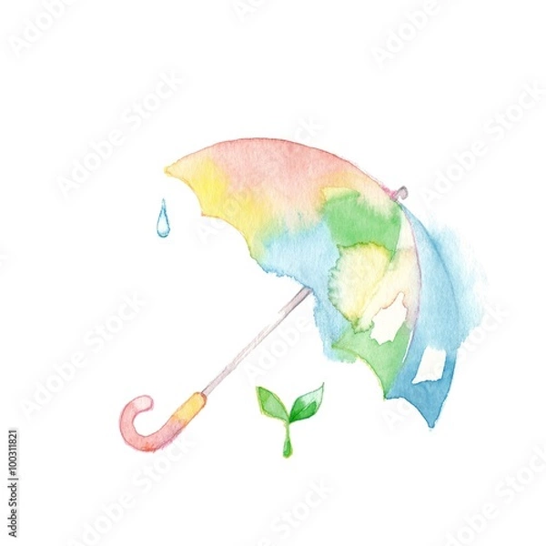 Obraz パステルカラーの傘と新芽