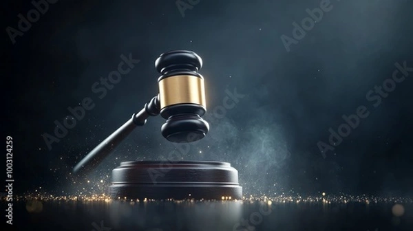 Obraz Elegant Gavel with Dramatic Lighting and Smoke Effects