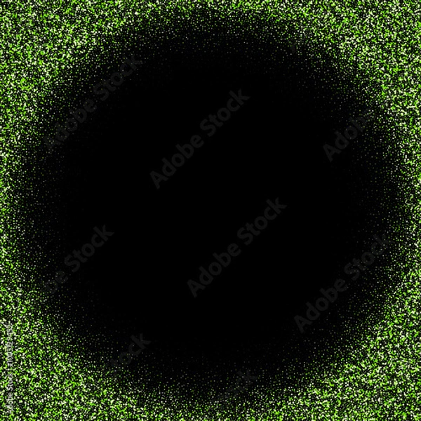 Fototapeta Green of shimmering particles on black background. Eps 10