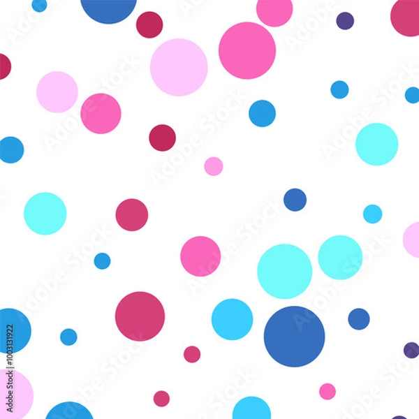 Fototapeta Bright flying confetti scattered vector background. Rainbow round festival decor elements. Crackers poppers falling confetti. Prize event decor illustration. Eps 10
