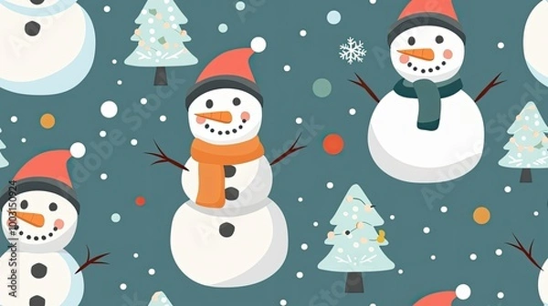 Obraz A snowman is playing in the snowy landscape