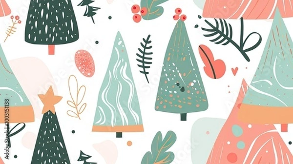 Fototapeta Stylized Christmas tree pattern