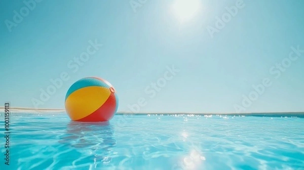 Obraz colorful beach ball floating in a pool