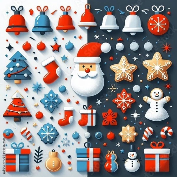 Obraz Christmas Set in Flat Style