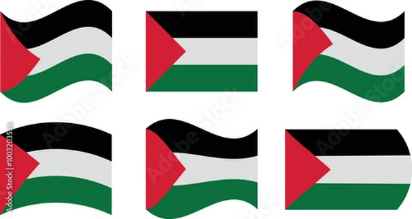 Fototapeta Set of 6 flags of palestine