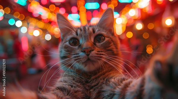 Obraz cat on christmas tree