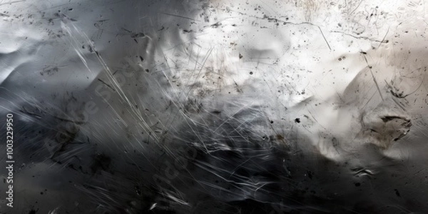 Obraz Abstract view of scratched metal surface with grunge marks and textured imperfections in monochrome