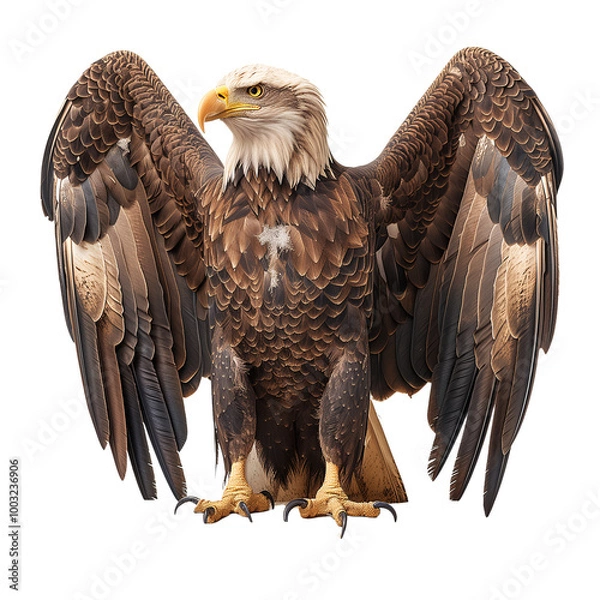 Fototapeta Majestic Bald Eagle Half Open Wings with SPQR Scene Recreation - Transparent