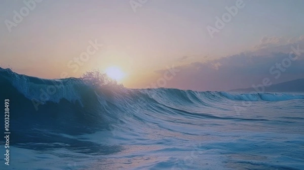 Obraz Design template of a surfing tropical wave. Green blue colored ocean waves.