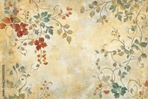 Fototapeta This shabby chic wallpaper features floral Victorian patterns