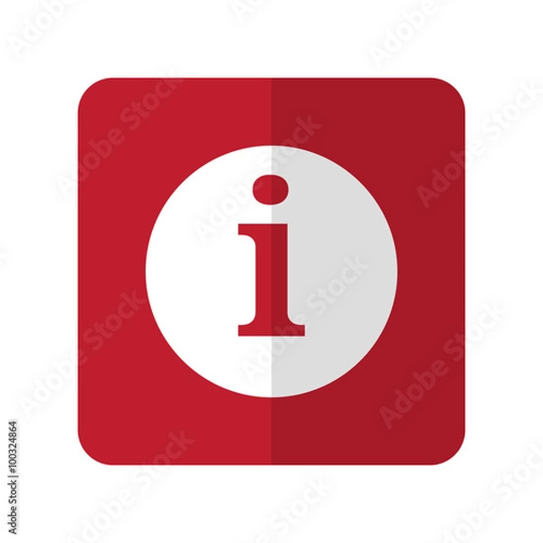 Obraz White Information flat icon on red rounded square on white