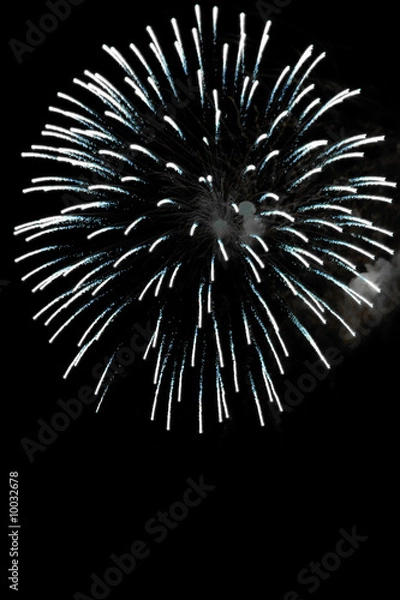 Fototapeta Beautiful fireworks exploding over a dark night sky.