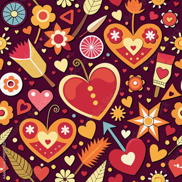 Fototapeta seamless background with hearts