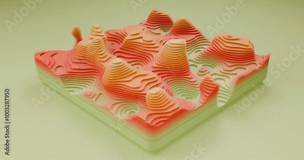 Obraz Layered Topography abstract pattern with waves