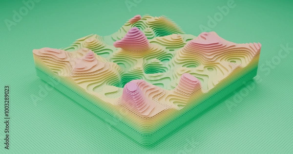 Obraz Layered Topography abstract pattern with waves