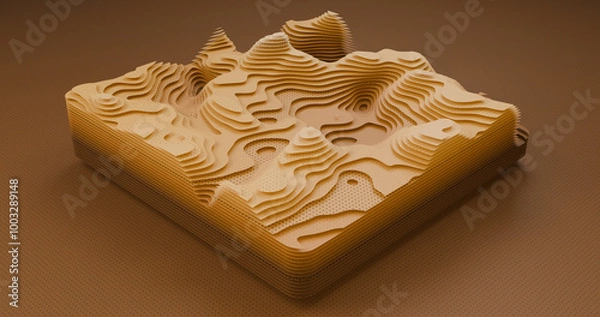 Obraz Layered Topography abstract pattern with waves