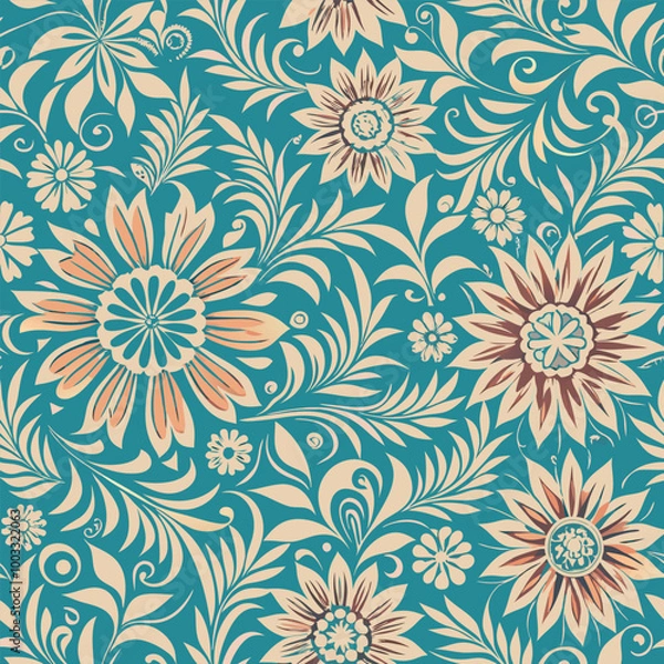 Fototapeta seamless pattern with flowers