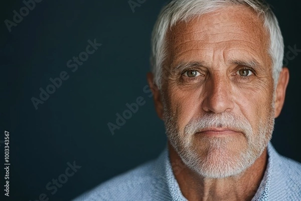 Fototapeta Portrait of an older man with wisdom in his eyes, deep depth of field with a soft studio background, International Mens Day theme