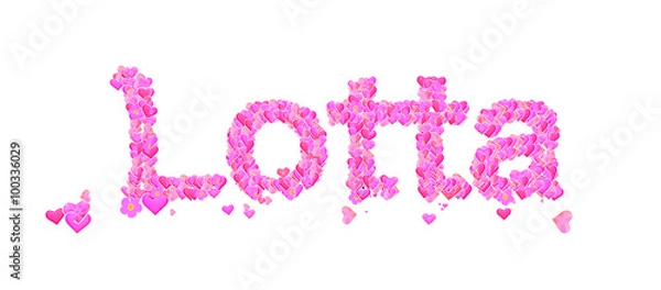 Fototapeta Lotta female name set with hearts type design