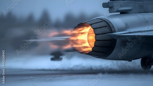 Fototapeta Focus view to Fighter jet turbine fire