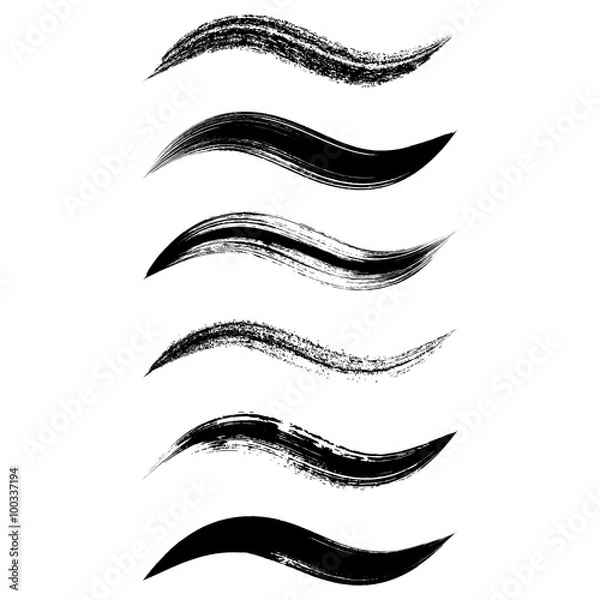 Fototapeta Vector black brush strokes