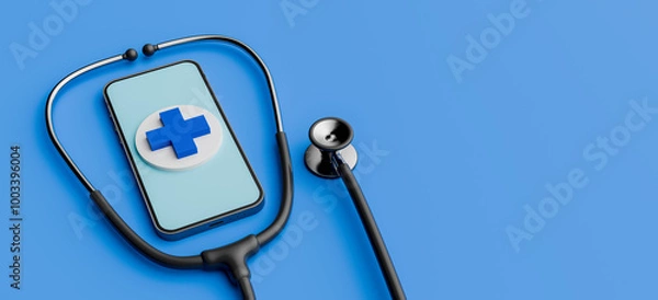 Obraz Copyspace background of telemedicine concept using mobile devices. 3d rendering