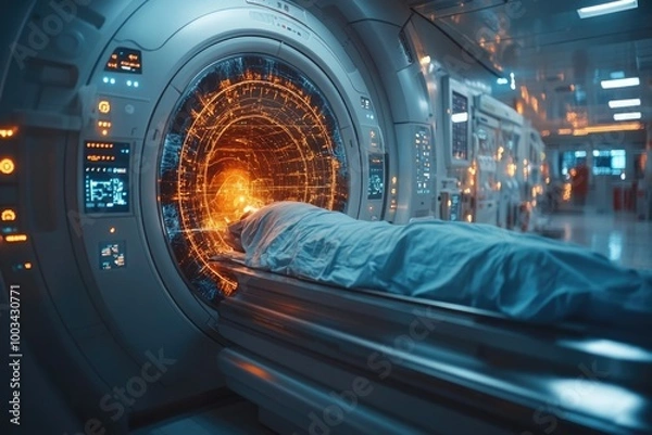 Fototapeta Innovative PET-CT Scan Enhances Oncology Diagnostics with Advanced Medical Data Visualization