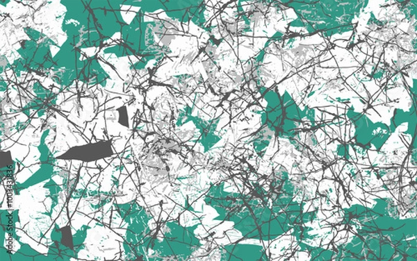 Fototapeta walls crumbled faded paint cracks green and white background