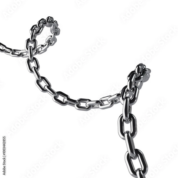 Fototapeta Abstract Spiral Chrome Chain 3D Render