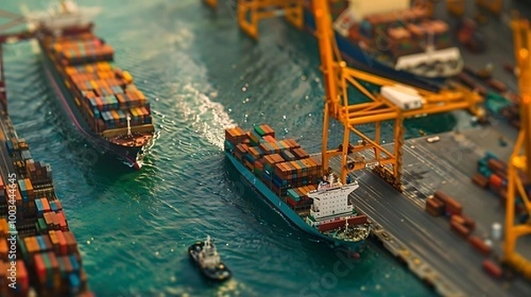 Obraz A loaded ship with container 