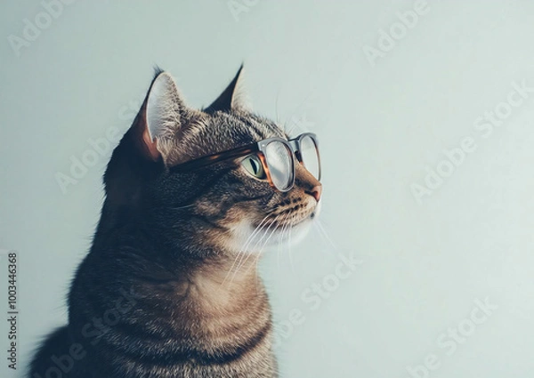 Fototapeta Cat with glasses, Generative AI