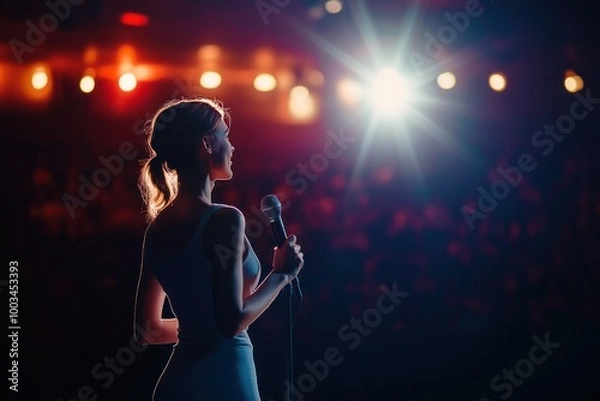 Fototapeta Performer in Spotlight at a Live Event Stage