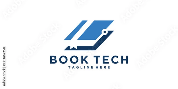 Fototapeta educational logo design, book, tech, circuit, logo design vector, symbol, idea, creative.