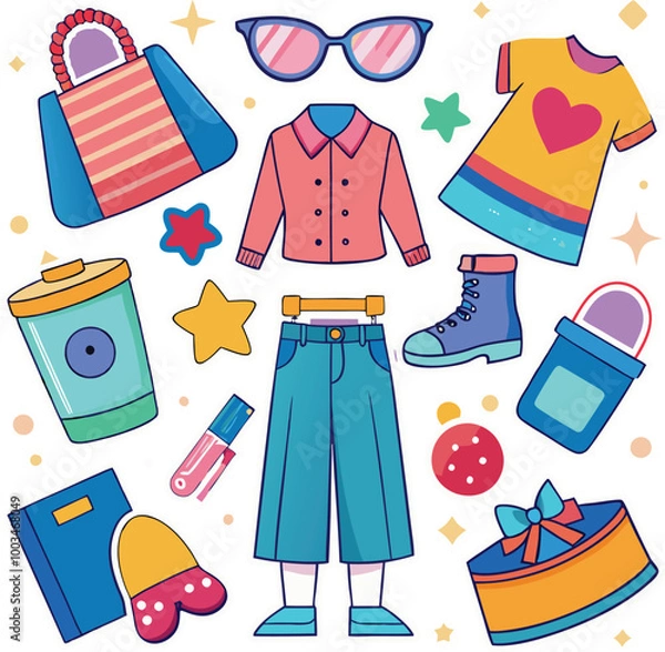 Fototapeta seamless pattern with accessories for summer