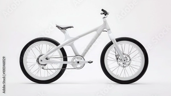 Fototapeta Modern bicycle with a sleek design, white isolated background.