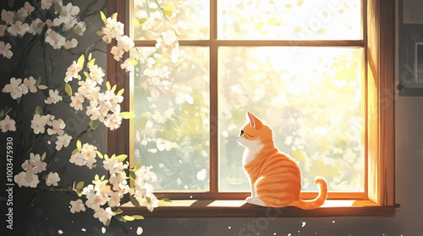 Obraz cat on window